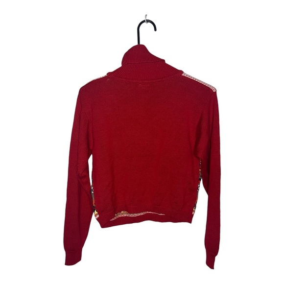 Vintage Fair Isle Knit Sweater Red & Yellow Small - Picture 2 of 5